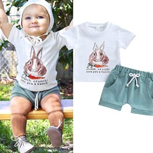 Yealise 2PCS Easter Children's Top and Shorts Set, Rabbit Print Short Sleeve T-Shirt Top+Shorts Set