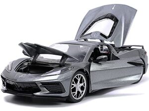 2020 chevy corvette stingray c8 dark gray metallic hyper-spec series 1/24 diecast model car by jada 32716