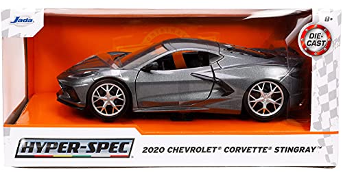 2020 Chevy Corvette Stingray C8 Dark Gray Metallic Hyper-Spec Series 1/24 Diecast Model Car by Jada 32716