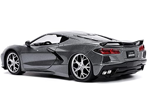 2020 Chevy Corvette Stingray C8 Dark Gray Metallic Hyper-Spec Series 1/24 Diecast Model Car by Jada 32716