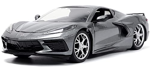 2020 Chevy Corvette Stingray C8 Dark Gray Metallic Hyper-Spec Series 1/24 Diecast Model Car by Jada 32716