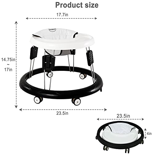 DaGiBayCn Foldable Baby Walker with Safety Slider , The Oldschool Round Shape Baby Walker, Suitable for All terrains, Babies (6-18 Months) (White)