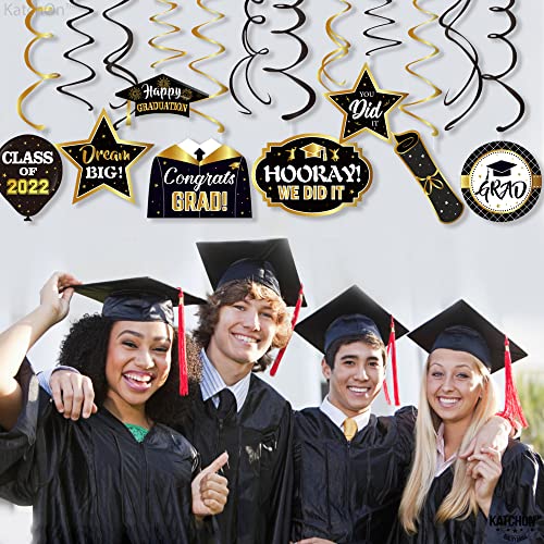 Black and Gold Graduation Party Decorations 2022 - We Are So Proud Of You Banner, NO DIY | Graduation Swirls, Black and Gold Graduation Decorations 2022 | Class of 2022 Congratulations Decorations