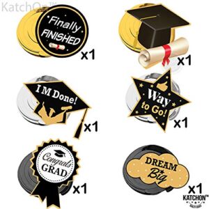 Black and Gold Graduation Party Decorations 2022 - We Are So Proud Of You Banner, NO DIY | Graduation Swirls, Black and Gold Graduation Decorations 2022 | Class of 2022 Congratulations Decorations