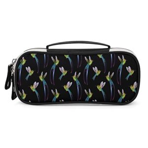 beautiful hummingbirds pu leather pencil pen case organizer travel makeup handbag portable stationery bag