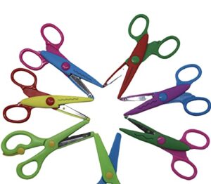 brizz scissors different shapes 6 pcs shape scissors and 1 pcs safe scissors designs pattern scissors craft art scissors for photos album scrapbooking supplies for teachers, students, and hobbyists