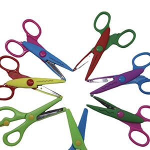 Brizz scissors different shapes 6 Pcs Shape Scissors and 1 PCS Safe Scissors Designs Pattern Scissors Craft Art Scissors for Photos Album Scrapbooking Supplies for Teachers, Students, and Hobbyists