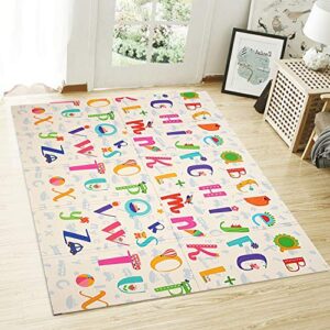 new upgrade extra large baby play mat foldable reversible non toxic foam crawl playmat waterproof kids baby toddler outdoor or indoor use(0.4/0.6in)