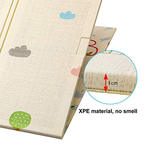 New Upgrade Extra Large Baby Play Mat Foldable Reversible Non Toxic Foam Crawl Playmat Waterproof Kids Baby Toddler Outdoor or Indoor Use(0.4/0.6in)