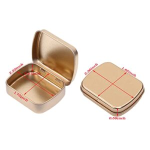 Mini Skater Small Metal Portable Storage Box, Mini Rectangle Empty Hinged Tins with Lid, Home Organizer for Drawing Pin, Pills, Candies, Earring and Jewelry Craft, 4Pcs (Champagne)