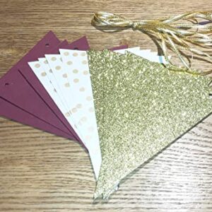 Graduation Party Decorations 2023 Maroon Gold/Birthday Party Decorations for Women Burgundy Gold Polka Dot/2pcs Triangle Bunting Banners for Burgundy Gold Birthday Party/Rustic Wedding Decorations