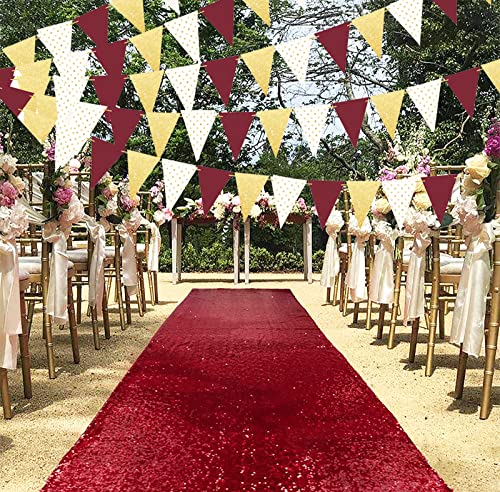 Graduation Party Decorations 2023 Maroon Gold/Birthday Party Decorations for Women Burgundy Gold Polka Dot/2pcs Triangle Bunting Banners for Burgundy Gold Birthday Party/Rustic Wedding Decorations