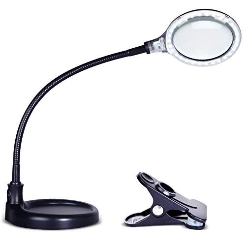 Brightech LightView Pro Flex 2 in 1 Magnifying Desk Lamp, 2.25x Light Magnifier, Adjustable Magnifying Glass with Light for Crafts, Reading, Close Work