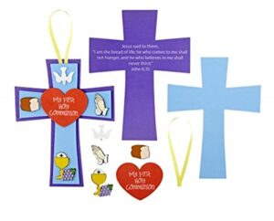 my first holy communion cross foam and ribbon arts and crafts kit, 9 inch