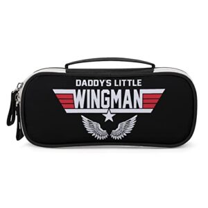 daddy’s little wingman pu leather pencil pen case organizer travel makeup handbag portable stationery bag