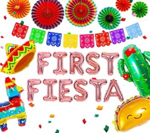 jevenis rose gold first fiesta birthday decoration first fiesta balloons first fiesta backdrop first fiesta high chair banner taco bout first decoration taco bout uno party decoration