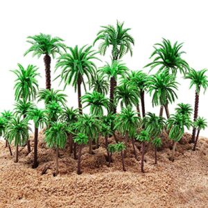 48 pieces plastic model tree layout rainforest train palm tree green model coconut trees for outdoor home garden decoration