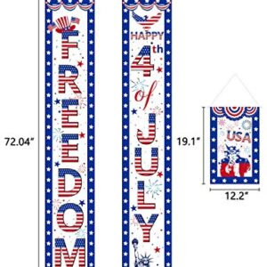 90shine 4th/Fourth of July Decorations - Patriotic Banners Door Decor Red White Blue Porch Signs Wall Hangings Party Supplies