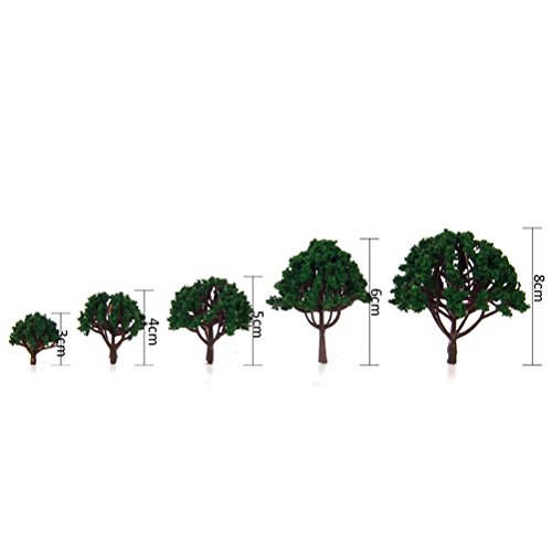 WINOMO Model Scenery Landscape Trees Scale Trees Diorama Models Model Train Scenery Architecture Trees, Model Railroad Scenery 20pcs 3CM-8CM (Dark Green)