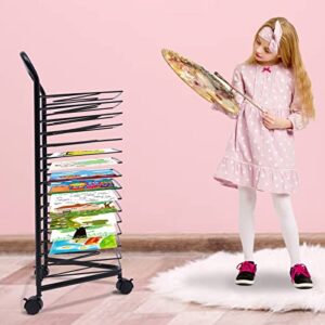 DYRABREST Art Drying Rack for Classroom Paint Drying Rack Art 16 Shelves Metal Desktop Artwork Storage Display Rack Art Drying Rack for Classroom Painting Crafts Black