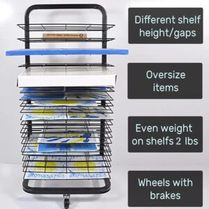 DYRABREST Art Drying Rack for Classroom Paint Drying Rack Art 16 Shelves Metal Desktop Artwork Storage Display Rack Art Drying Rack for Classroom Painting Crafts Black