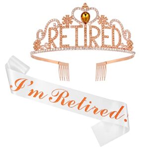 retirement party decorations, retirement gifts for women retired tiara retired crown rose gold