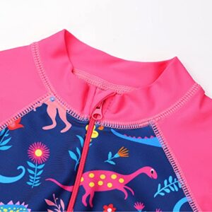 Toddler Girls One Piece Rash Guard Swimsuit Kid Swimwear Sun Suit Short UPF 50+ Sun Protection 3-6 Months, Dinosaur