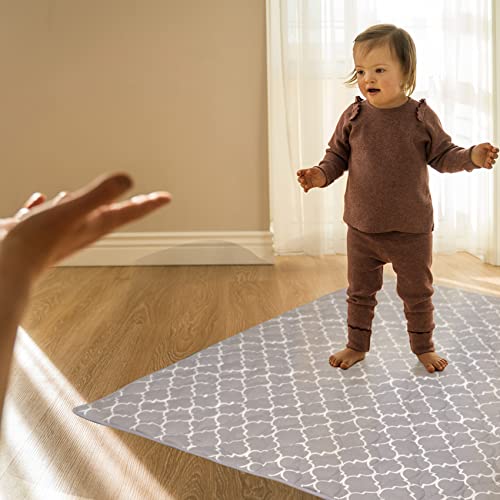 Dad-baby Playpen Mat 50x50 Play Mat for Playpen Baby Play Mats for Floor Fit for TODALE Baby Playpen,One-Piece Crawling Mat Non Slip Cushioned Baby Mats for Playing 50x50 Inches(Moroccan Gray)…