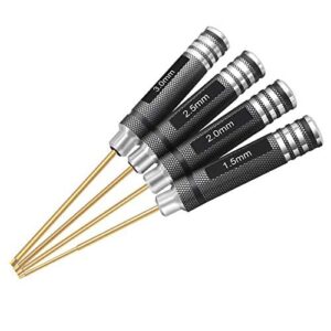 hrb 4pcs 1.5mm 2.0mm 2.5mm 3.0mm hex screw driver set rc hex driver set titanium hexagon screwdriver wrench rc tool kit for multi-axis fpv racing drone rc quadcopter helicopter car models