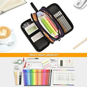 Fox Space Pencil Case 3 Compartment Pen Bag Pouch Holder Box for Office College School Portable Storage Bag for Kids