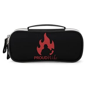 proud wife with firefighter pu leather pencil pen case organizer travel makeup handbag portable stationery bag