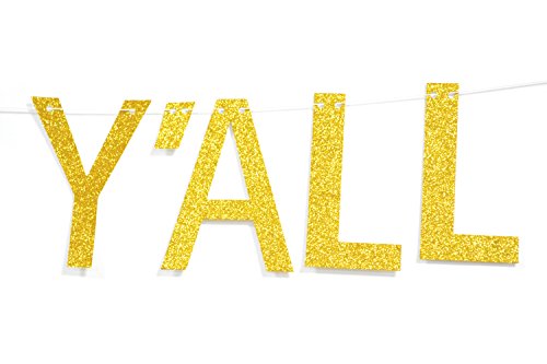 Qttier™ Cheers Y'All Gold Glitter Bunting Banner for Baby Shower Birthday Bachelorette Bridal Shower Wedding Engagement Party Decorations