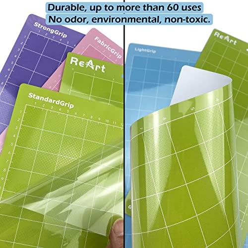 ReArt Cutting Mat Variety 6 Packs Adhesive Replacement - Strong, Standard, Light Grip Suit for Cricut Maker/Explore Air 2/Air/One - 12in x 12in x 3 Packs, 12in x 24in x 3 Packs.