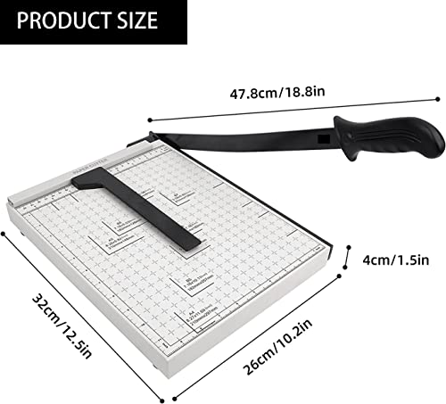 Paper Cutter for Cardstock Heavy Duty 12 inch, 12" Cut Length Guillotine Paper Trimmer for Cardstock Metal Base, 12 Sheets Capacity, for Home Office Classroom School