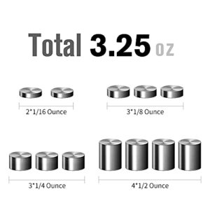 3.25 Ounce Cylindrical Tungsten Weights Steel Weights for Pinewood Derby Cars, 4 Different Sizes of Cylinders with Case to Speed Up Your Car