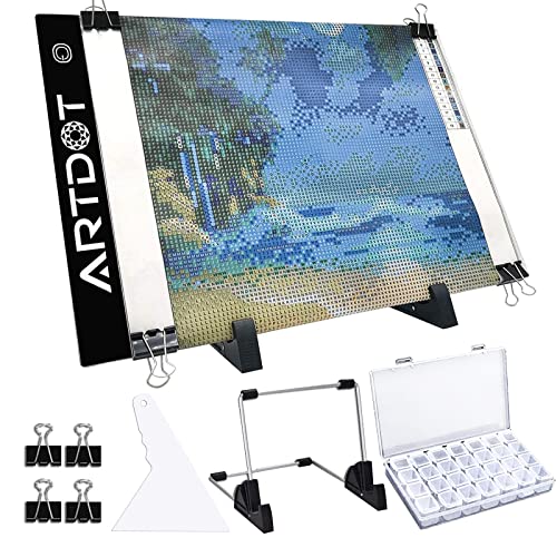 ARTDOT Diamond Painting Accessories for Diamond Art Kits, A4 Light Board and 120 Slots Diamond Painting Storage Containers