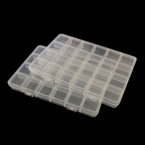 hymaome 24-grid clear plastic organizer box jewelry/beads storage container with dividers, 2 craft storage cases for organizing earring/hardware/rubber bands