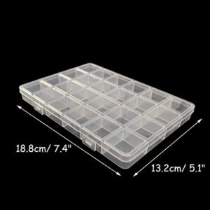 HYMAOME 24-Grid Clear Plastic Organizer Box Jewelry/Beads Storage Container with Dividers, 2 Craft Storage Cases for Organizing Earring/Hardware/Rubber Bands