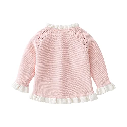 Lamgool Toddler Girls Cardigan Sweater Cable Knit Cotton Outwear Coat for Fall Winter 2-3T A-Pink