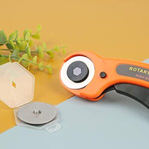 10Pcs 45mm Rotary Cutter Blades for Rotary Cutter, Rotary Cutter Replacement Blades Includes Plastic Blade Storage Case, Rotary Cutter Replacement for Quilting Fabric, Paper, Leather