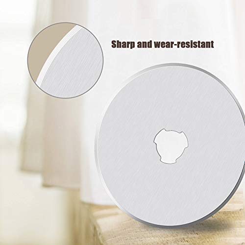 10Pcs 45mm Rotary Cutter Blades for Rotary Cutter, Rotary Cutter Replacement Blades Includes Plastic Blade Storage Case, Rotary Cutter Replacement for Quilting Fabric, Paper, Leather