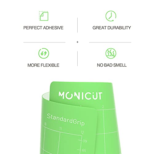 Monicut 12x24 Standardgrip Cutting Mat for Cricut Maker 3/Maker/Explore 3/Air 2/Air/One, 3 Pcs Non-Slip Flexible Cutting Mats for Crafts, Quilting, Sewing and all Arts