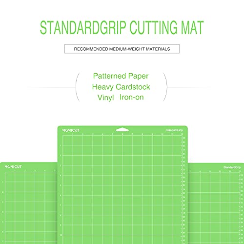 Monicut 12x24 Standardgrip Cutting Mat for Cricut Maker 3/Maker/Explore 3/Air 2/Air/One, 3 Pcs Non-Slip Flexible Cutting Mats for Crafts, Quilting, Sewing and all Arts