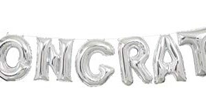 Unique Congrats Foil Letter Balloon Banner, 14", Silver