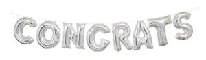 unique congrats foil letter balloon banner, 14″, silver