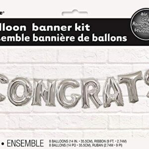 Unique Congrats Foil Letter Balloon Banner, 14", Silver