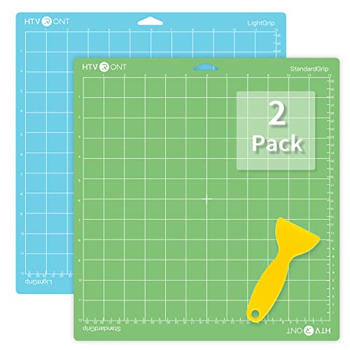 HTVRONT Variety Cutting Mats for Cricut, 2 Pack Cutting Mats 12x12 for Cricut Maker/Maker 3/Explore 3/Air/Air 2/One (LightGrip, StandardGrip), Cutting Mats Replacement Accessories for Cricut