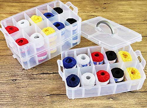 Foraineam 3-Tier Stackable Storage Container Box with 30 Compartments, Plastic Craft Organizer Case Tool Storage Bins for Jewelry Beads, Washi Tape, Nail Polish, Arts and Crafts, Sewing Accessories