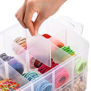 Foraineam 3-Tier Stackable Storage Container Box with 30 Compartments, Plastic Craft Organizer Case Tool Storage Bins for Jewelry Beads, Washi Tape, Nail Polish, Arts and Crafts, Sewing Accessories