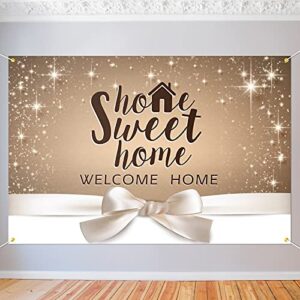 5665 home sweet home backdrop banner decor gold glitter – welcome home housewarming party theme decorations for bridal shower new house supplies